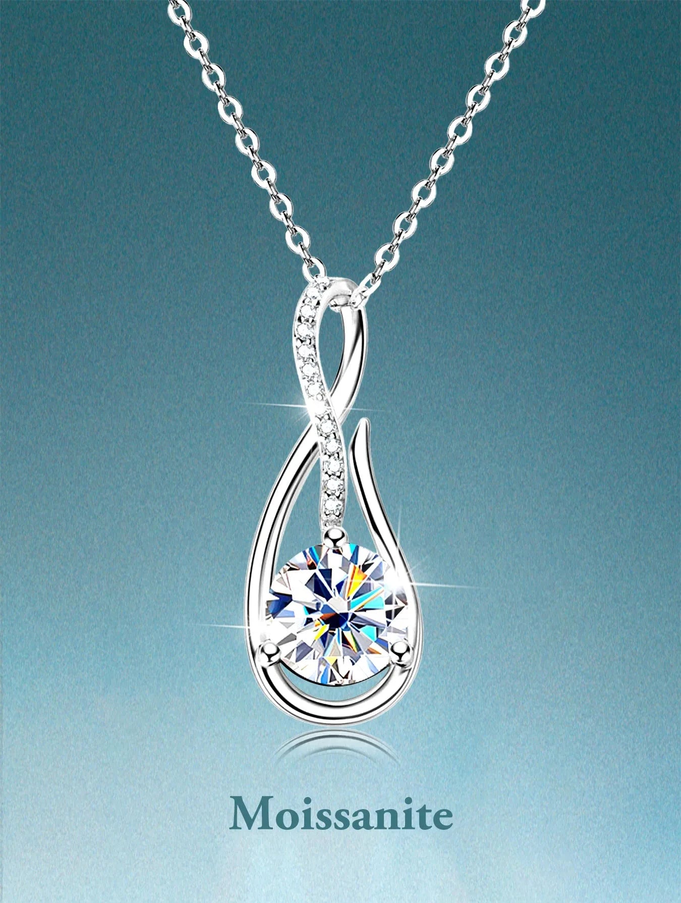 Collana argento S925 1ct Moissanite placcata oro bianco 18k