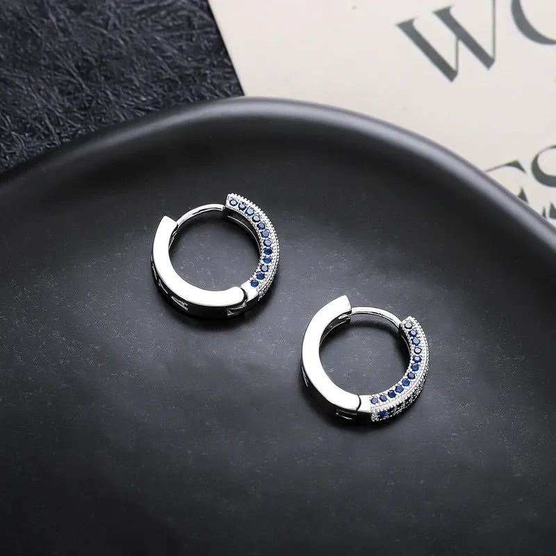 Orecchini unisex argento sterling 925 zirconi incastonati blue