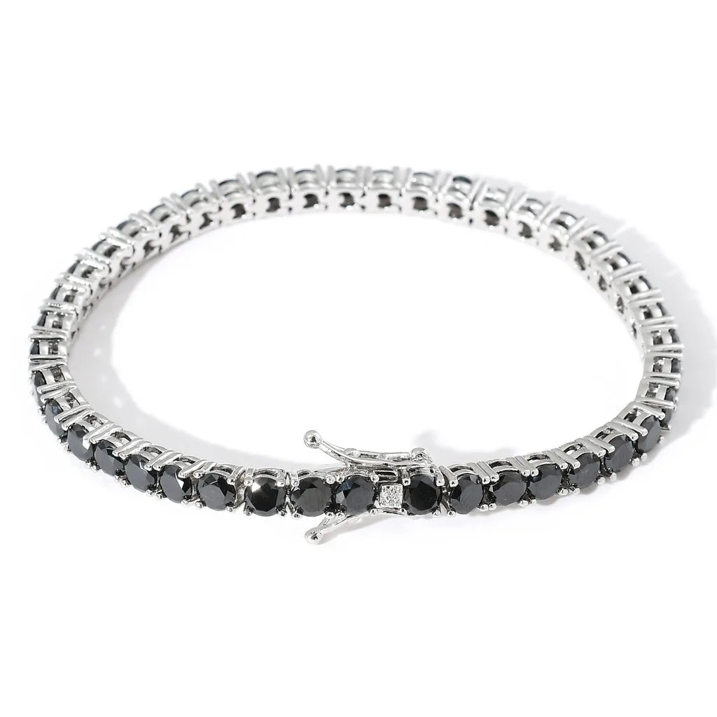 Bracciale tennis 8 pollici in argento sterling 925 e zirconi placcato oro bianco 18k