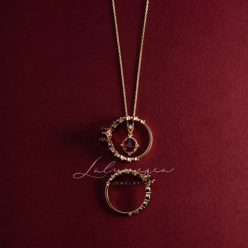 RED DESIRE Collana argento S925 rubini e zirconi placcato oro 18k