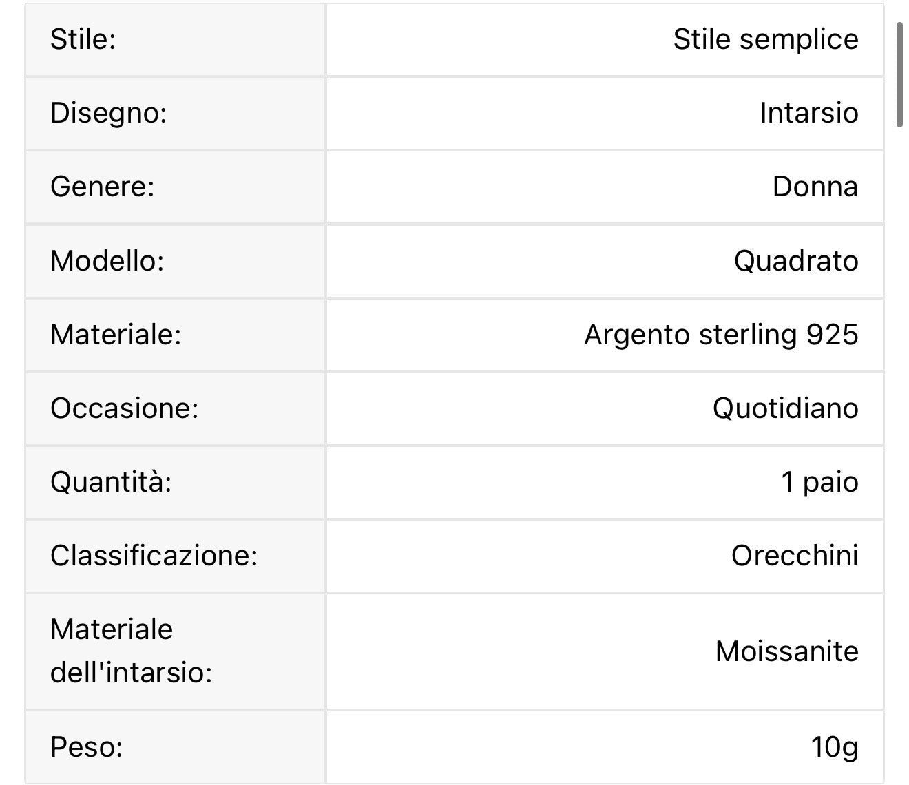 Orecchini Argento S925 pietra Moissanite