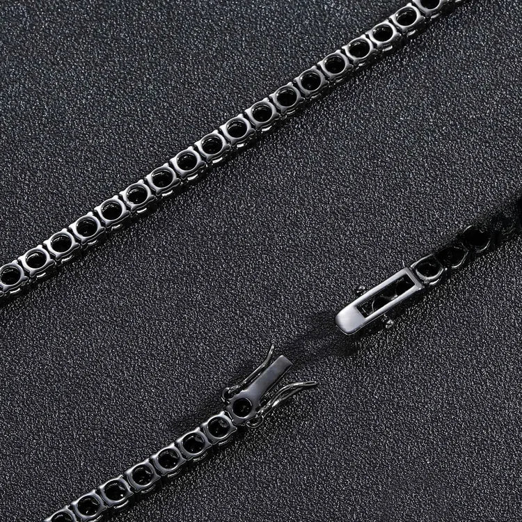 Bracciale tennis 8 pollici placcato rutenio zirconi neri