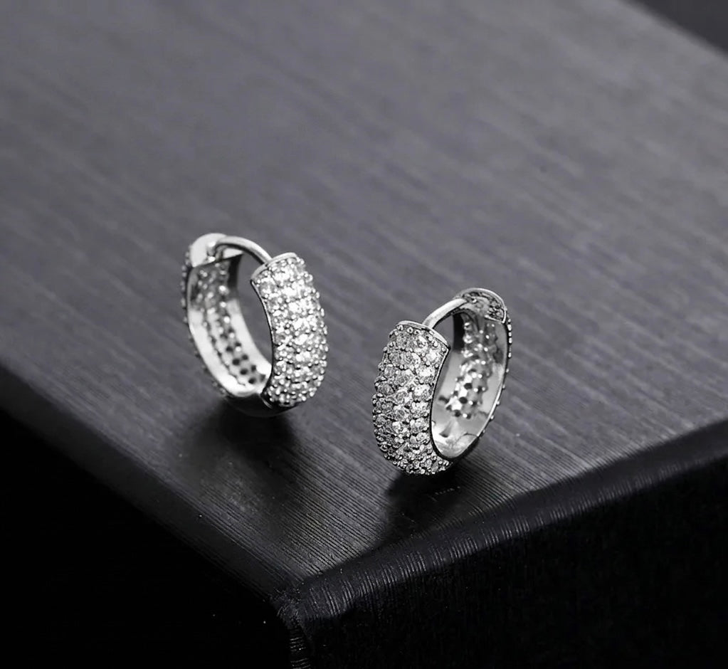Orecchini a cerchio zirconi placcato Argento 925