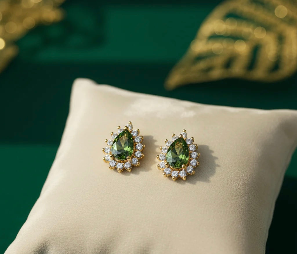 EMERALD AFFAIR Orecchini argento sterling 925 placcato oro 14k