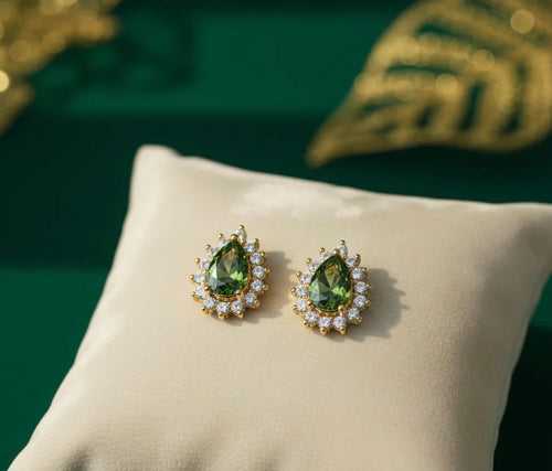 EMERALD AFFAIR Orecchini argento sterling 925 placcato oro 14k