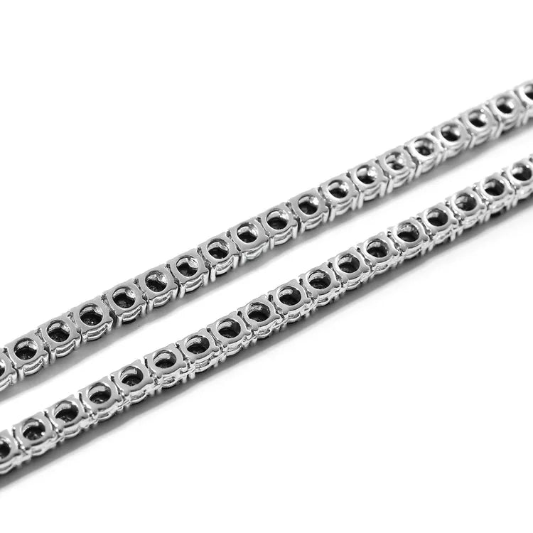 Bracciale tennis 8 pollici in argento sterling 925 e zirconi placcato oro bianco 18k