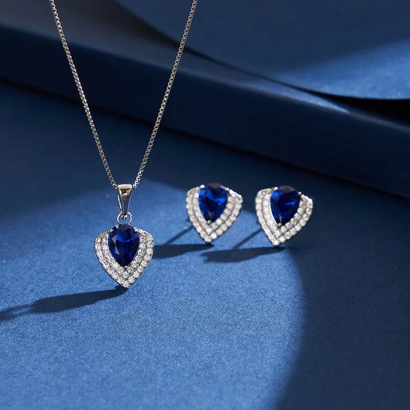 Set collana+orecchini in argento sterling 925 placcata oro bianco 18k