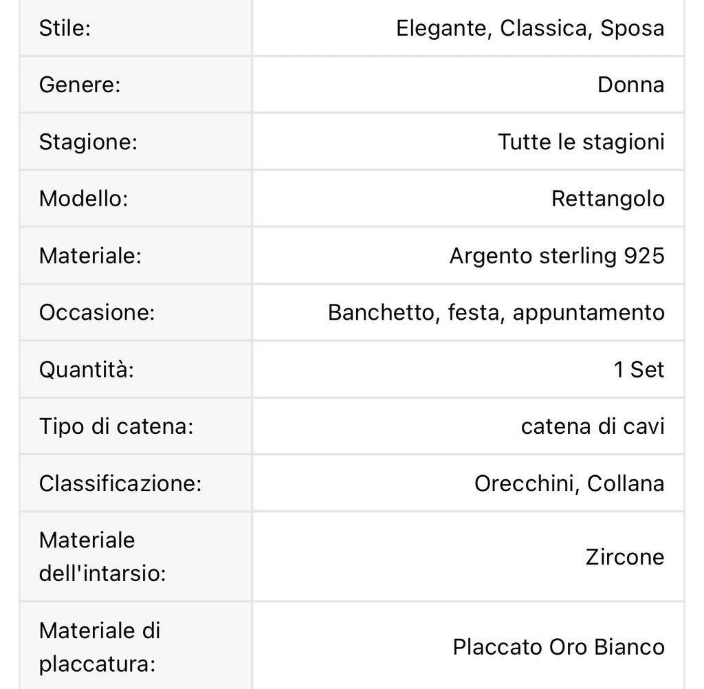 Orecchini argento sterling 925 placcati oro bianco 18k