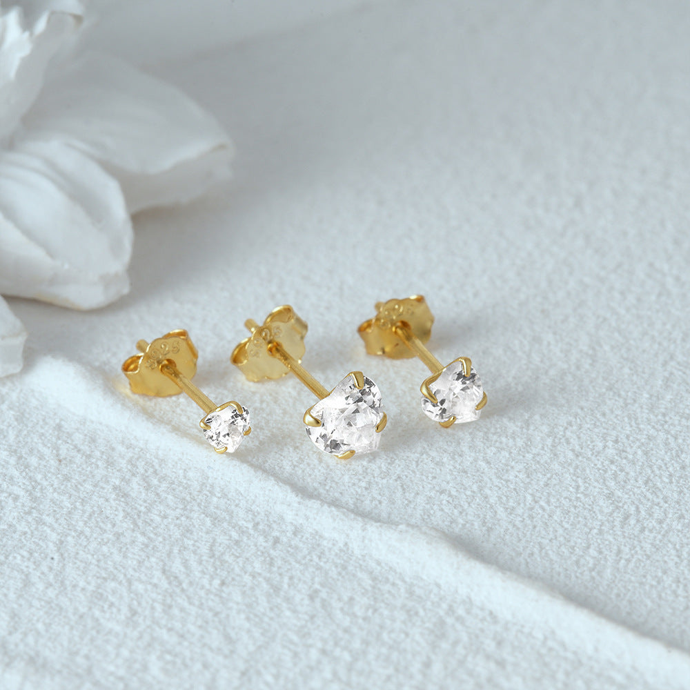 Set orecchini 3 misure in argento S925 placcato oro 18k