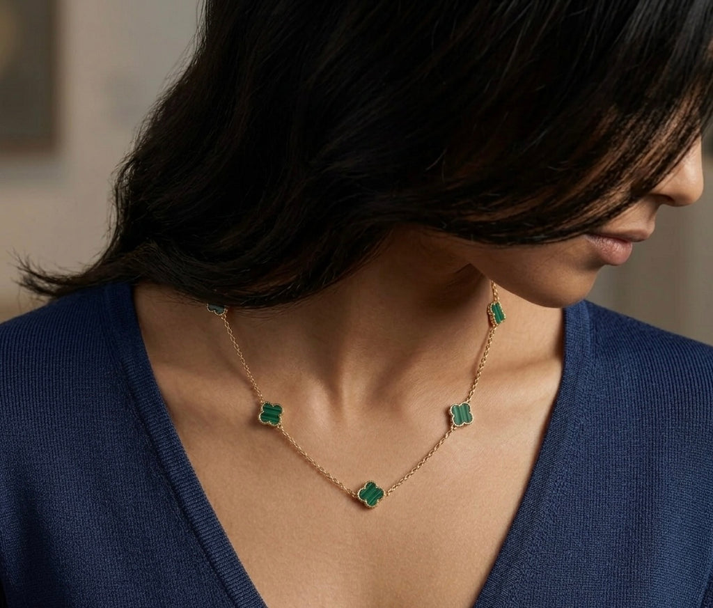 Emerald Fortune collana acciaio inossidabile