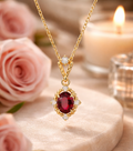 RED DESIRE Collana argento S925 rubini e zirconi placcato oro 18k