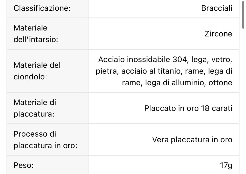 Bracciale unisex 6 pollici in acciaio inossidabile zirconi placcato oro bianco 18k