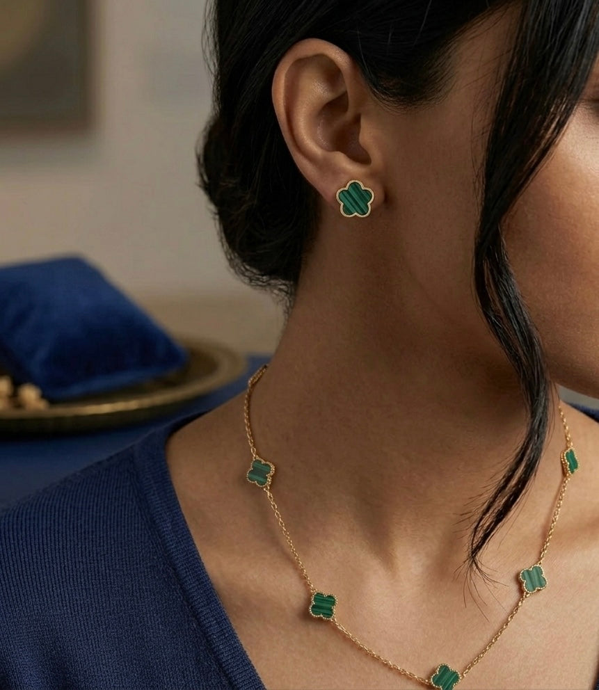 Emerald Fortune Set Collana+bracciale+orecchini acciaio inossidabile