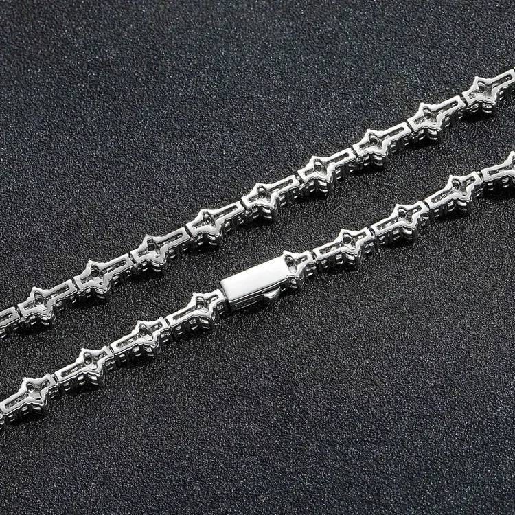 Bracciale unisex 6 pollici in acciaio inossidabile zirconi placcato oro bianco 18k