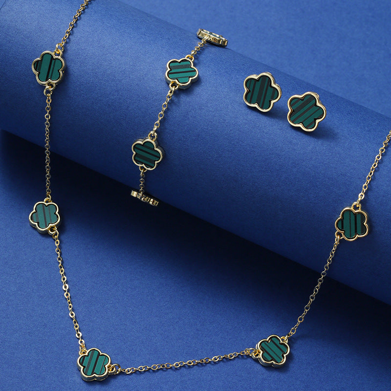 Emerald Fortune Set Collana+bracciale+orecchini acciaio inossidabile