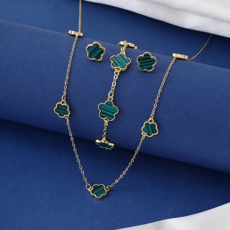 Emerald Fortune Set Collana+bracciale+orecchini acciaio inossidabile