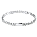 Bracciale 3mm unisex acciaio inossidabile zirconi placcato oro bianco 18k